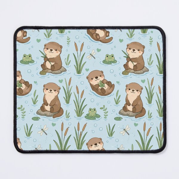 Item preview, Cute Otter Water Reed Kawaii Pattern designed and sold by Soft Berry Studio.