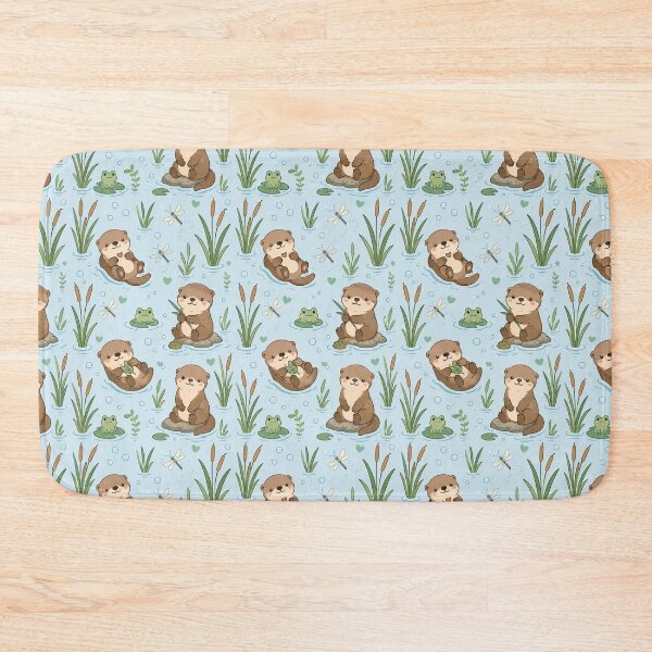 Item preview, Cute Otter Water Reed Kawaii Pattern designed and sold by Soft Berry Studio.
