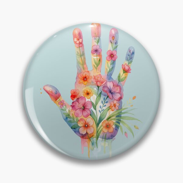 Item preview, Watercolor Handprint with Blooming Botanical Flowers designed and sold by EmeraldeaArt.