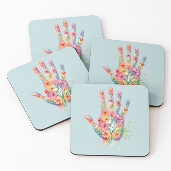 Item preview, Watercolor Handprint with Blooming Botanical Flowers designed and sold by EmeraldeaArt.
