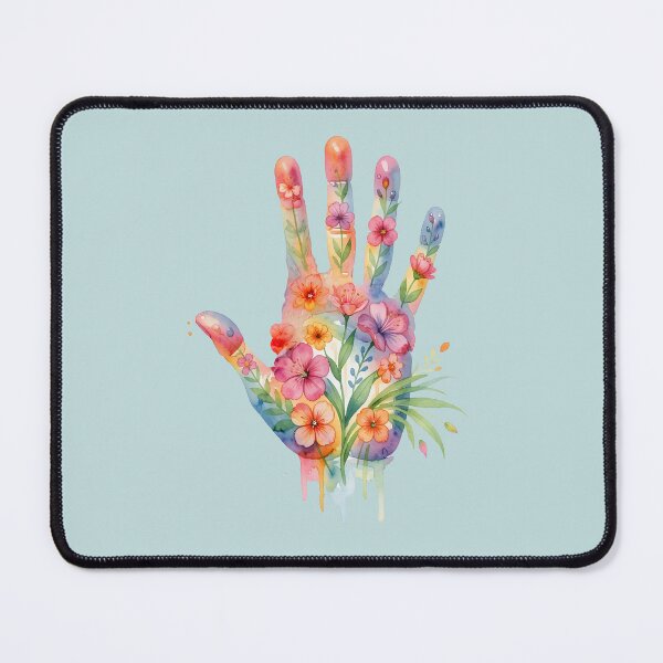 Item preview, Watercolor Handprint with Blooming Botanical Flowers designed and sold by EmeraldeaArt.