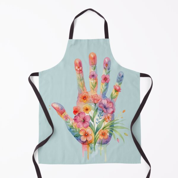 Item preview, Huella de mano en acuarela con flores botánicas en flor designed and sold by EmeraldeaArt.