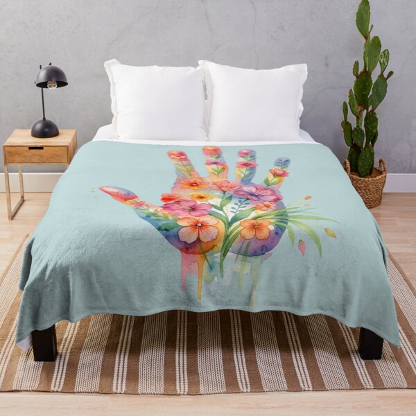 Item preview, Watercolor Handprint with Blooming Botanical Flowers designed and sold by EmeraldeaArt.