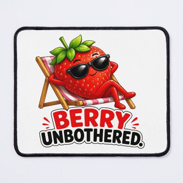 Item preview, Berry Unbothered Funny Strawberry Cute Relaxed Fruit Cartoon designed and sold by RoPrincess.