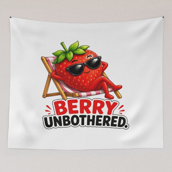 Item preview, Berry Unbothered Funny Strawberry Cute Relaxed Fruit Cartoon designed and sold by RoPrincess.