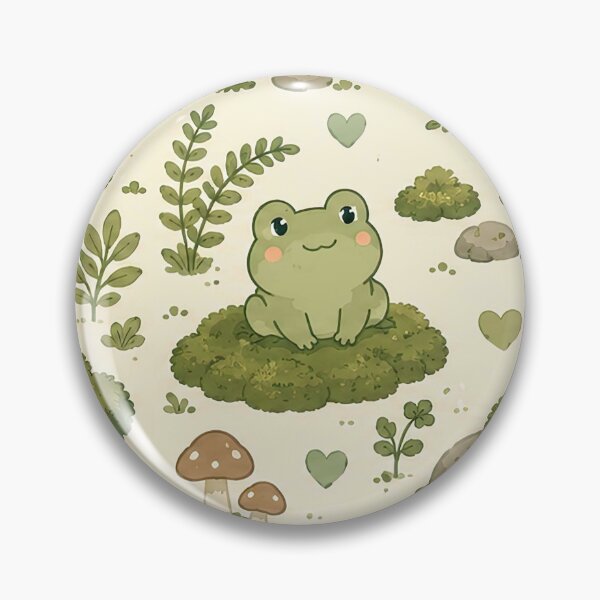 Item preview, Cute Frog Moss Garden Kawaii Pattern designed and sold by Soft Berry Studio.