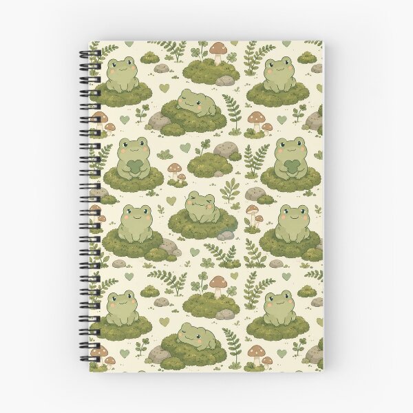 Item preview, Cute Frog Moss Garden Kawaii Pattern designed and sold by Soft Berry Studio.