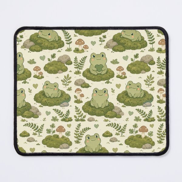 Item preview, Cute Frog Moss Garden Kawaii Pattern designed and sold by Soft Berry Studio.