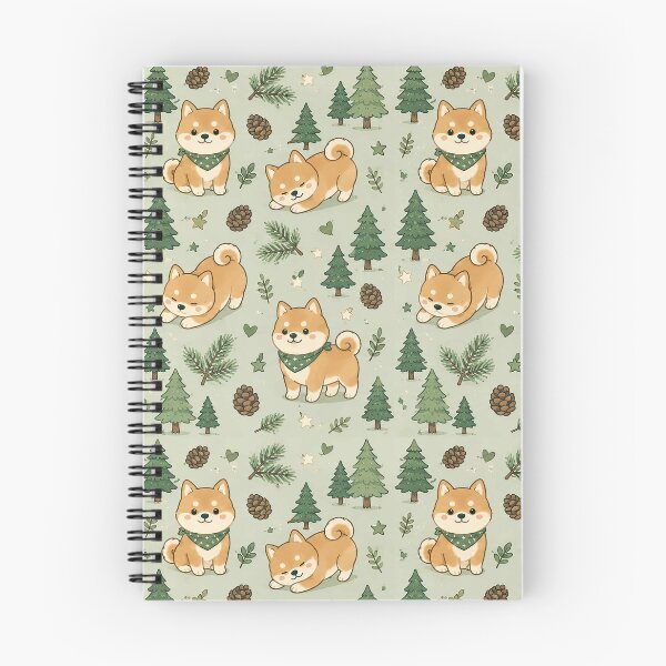 Item preview, Cute Shiba Inu Pine Forest Kawaii Pattern designed and sold by Soft Berry Studio.