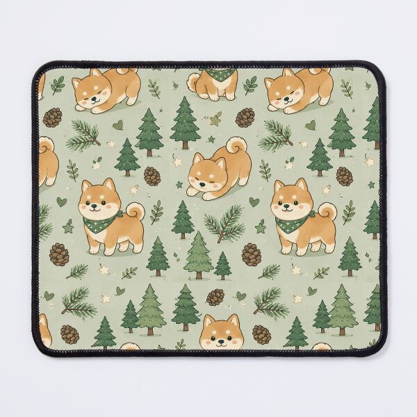 Item preview, Cute Shiba Inu Pine Forest Kawaii Pattern designed and sold by Soft Berry Studio.