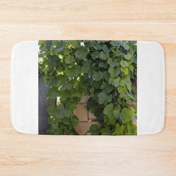 Item preview, Lush Green Grapevine Leaves Climbing Stone Wall in Sunlit Garden Vines and Foliage designed and sold by Nmallia.
