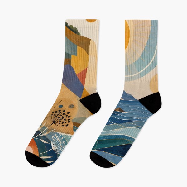 Item preview, Mid Century Modern Coastal Landscape – Mediterranean Sun and Ocean Waves designed and sold by GutyzDesignsES.