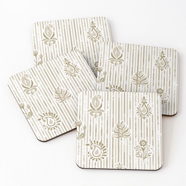 Item preview, Candy Stripe Garden - Dull  Khaki Brown designed and sold by Fabricatemyart.
