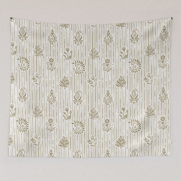 Item preview, Candy Stripe Garden - Dull  Khaki Brown designed and sold by Fabricatemyart.