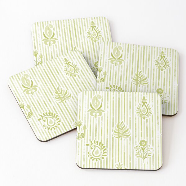 Item preview, Candy Stripe Garden - Dull  Olive Yellow designed and sold by Fabricatemyart.
