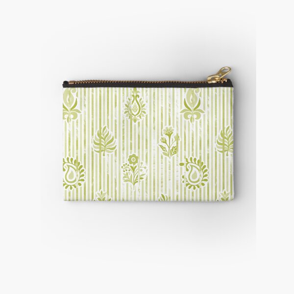 Item preview, Candy Stripe Garden - Dull  Olive Yellow designed and sold by Fabricatemyart.