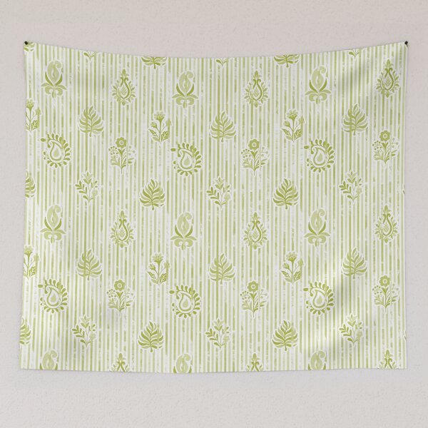 Item preview, Candy Stripe Garden - Dull  Olive Yellow designed and sold by Fabricatemyart.