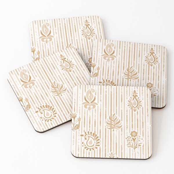 Item preview, Candy Stripe Garden - Dull  Tan Brown designed and sold by Fabricatemyart.