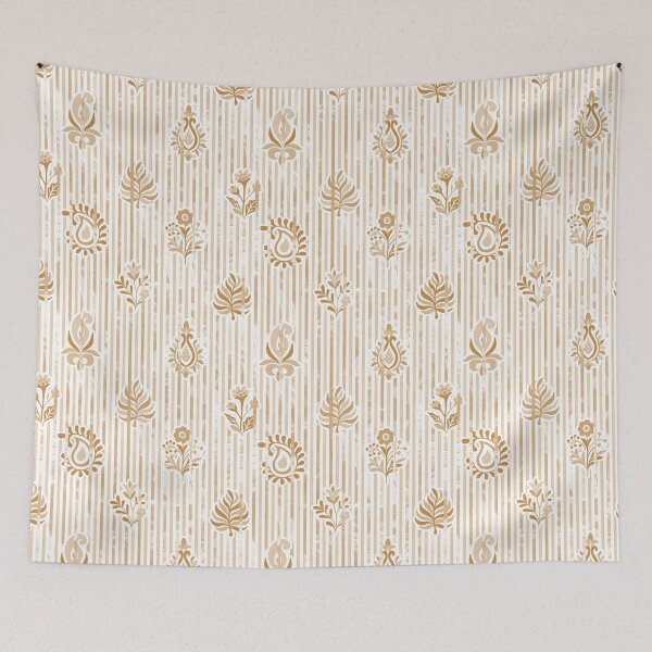Item preview, Candy Stripe Garden - Dull  Tan Brown designed and sold by Fabricatemyart.