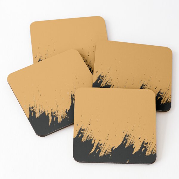 Item preview, Abstract Black Ink Splash on Amber Haze designed and sold by BetweenForms.