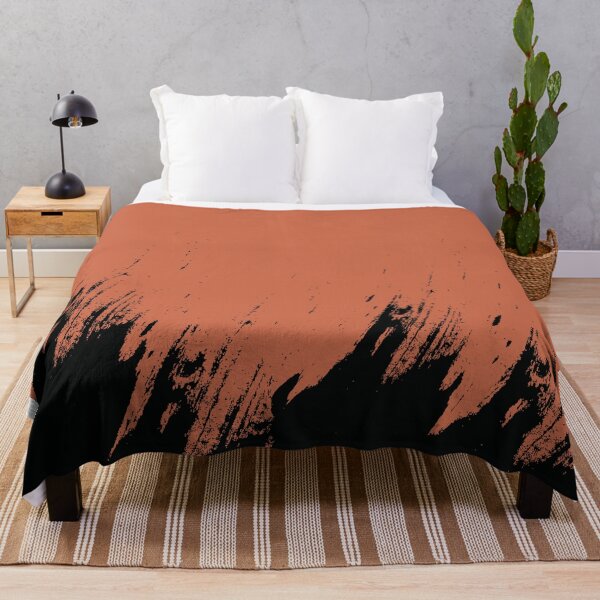 Item preview, Abstract Black Ink Splash on Terracotta designed and sold by BetweenForms.