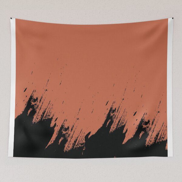 Item preview, Abstract Black Ink Splash on Terracotta designed and sold by BetweenForms.