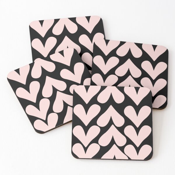 Item preview, Minimalist Pink Hearts Pattern on Black – Cute Retro Heart Art designed and sold by ​Jyoti Digital Artist.