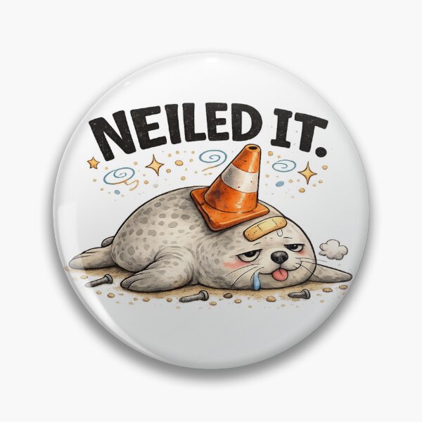 Item preview, NEILED IT Seal | Funny Construction Seal Meme designed and sold by Doodle ⭐⭐⭐⭐⭐.