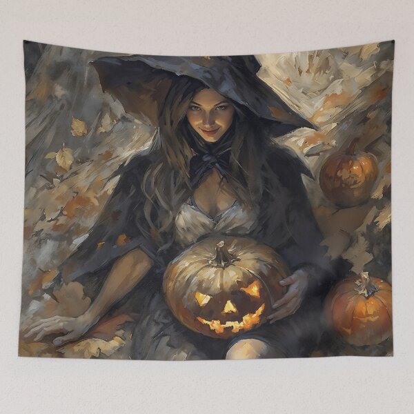 Item preview, Coquette Witch Halloween Jack O Lantern Autumn Art designed and sold by DarkHolyQueen.