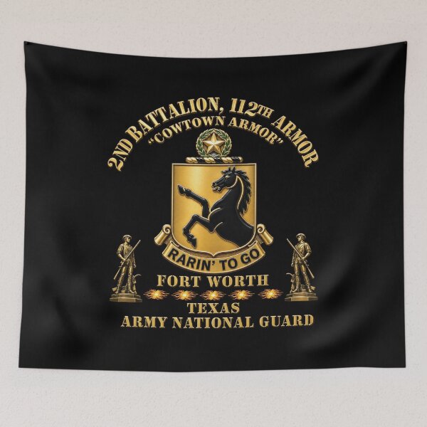 Item preview, Army - DUI - 2nd Bn, 112th Armor Regiment - Cowtown Armort - Fort Worth - TXARNG w Minutemen - 3D X 300 designed and sold by Military Insignia Products.