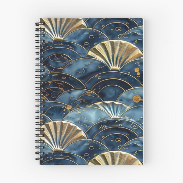 Item preview, Golden Blue Japanese Wave Pattern Artwork  designed and sold by NivyasArtistry.