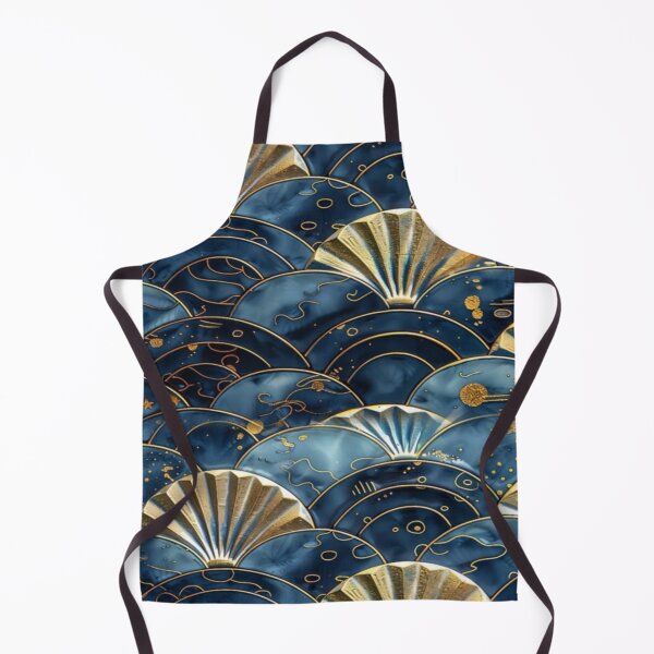 Item preview, Golden Blue Japanese Wave Pattern Artwork  designed and sold by NivyasArtistry.