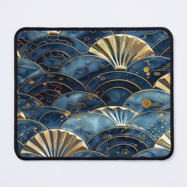 Item preview, Golden Blue Japanese Wave Pattern Artwork  designed and sold by NivyasArtistry.