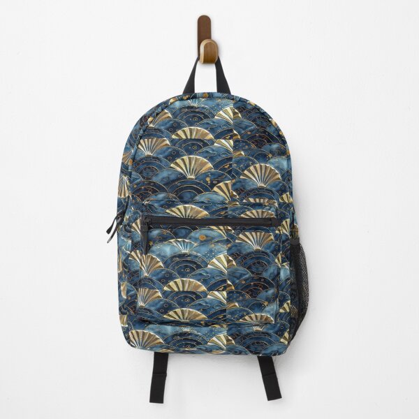 Item preview, Golden Blue Japanese Wave Pattern Artwork designed and sold by NivyasArtistry.