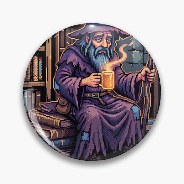 Item preview, I Cast I'm Tired Funny Wizard Coffee DND Pixel Art designed and sold by Arobinoz.
