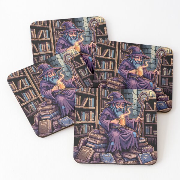 Item preview, I Cast I'm Tired Funny Wizard Coffee DND Pixel Art designed and sold by Arobinoz.