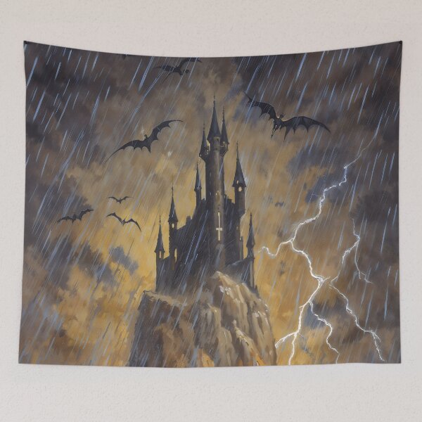 Item preview, Draculas Castle Gothic Vampire Mountain Lightning Storm Art designed and sold by DarkHolyQueen.