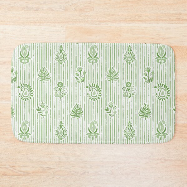 Item preview, Candy Stripe Garden - Dull Mossy Olive designed and sold by Fabricatemyart.