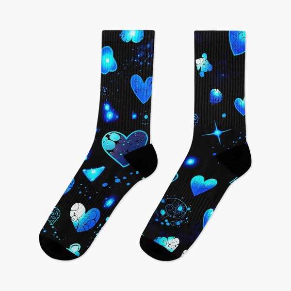 Item preview, Blue Neon Hearts Pattern – Glowing Romantic Digital Art for Apparel & Home Decor designed and sold by IMuDesigner.