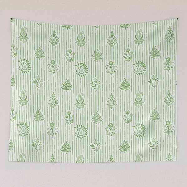 Item preview, Candy Stripe Garden - Dull Mossy Olive designed and sold by Fabricatemyart.