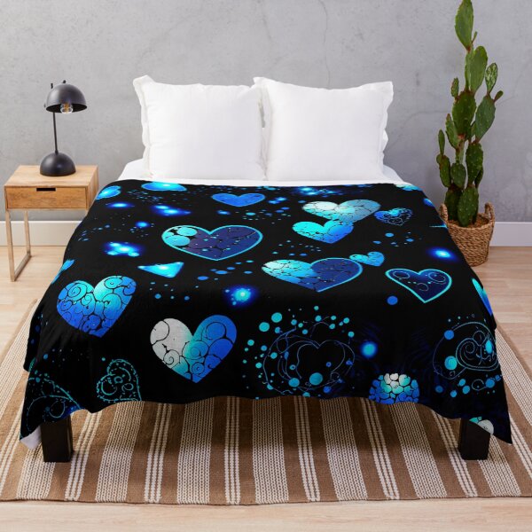 Item preview, Blue Neon Hearts Pattern – Glowing Romantic Digital Art for Apparel & Home Decor designed and sold by IMuDesigner.