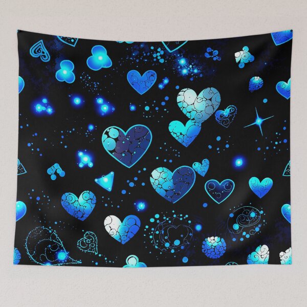 Item preview, Blue Neon Hearts Pattern – Glowing Romantic Digital Art for Apparel & Home Decor designed and sold by IMuDesigner.