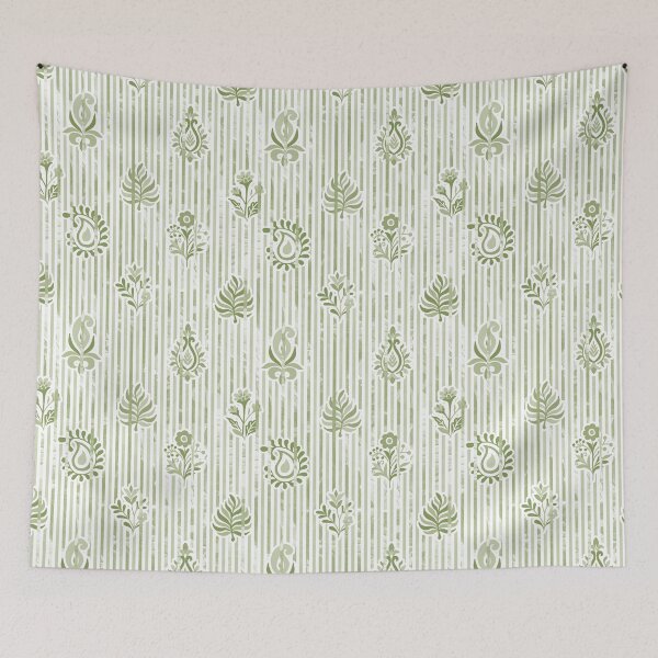 Item preview, Candy Stripe Garden - Dull Sage Gray Green designed and sold by Fabricatemyart.