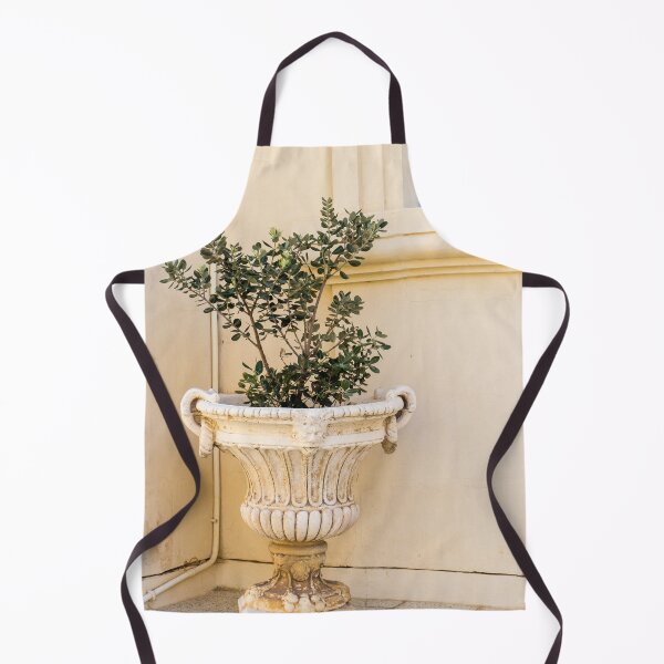Item preview, Antique Stone Planter With Green Shrub Beside Pale Wall And Blue Window Frame designed and sold by Nmallia.