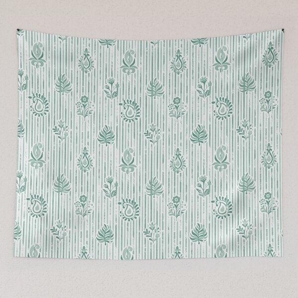 Item preview, Candy Stripe Garden - Dull Teal Mist  designed and sold by Fabricatemyart.
