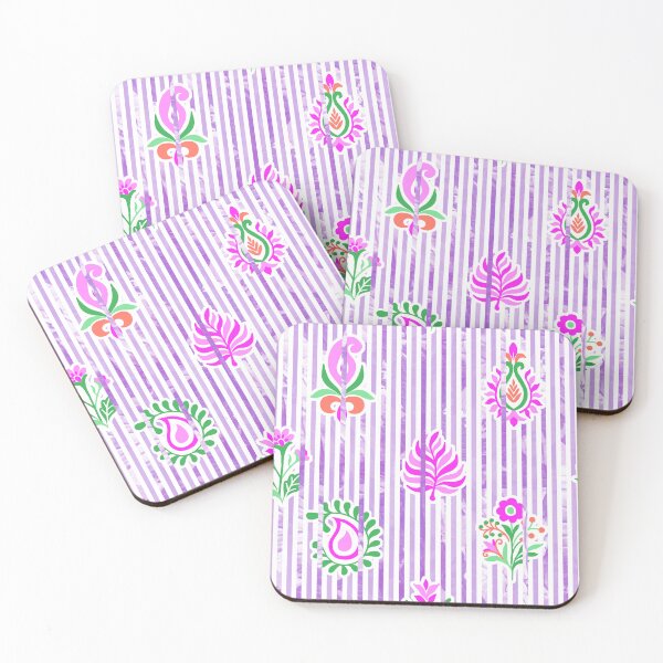 Item preview, Candy Stripe Garden - Lilac Pink Green designed and sold by Fabricatemyart.