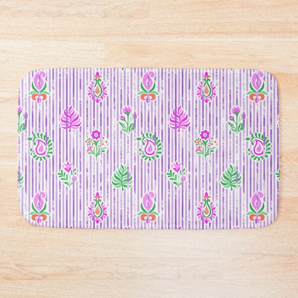Item preview, Candy Stripe Garden - Lilac Pink Green designed and sold by Fabricatemyart.