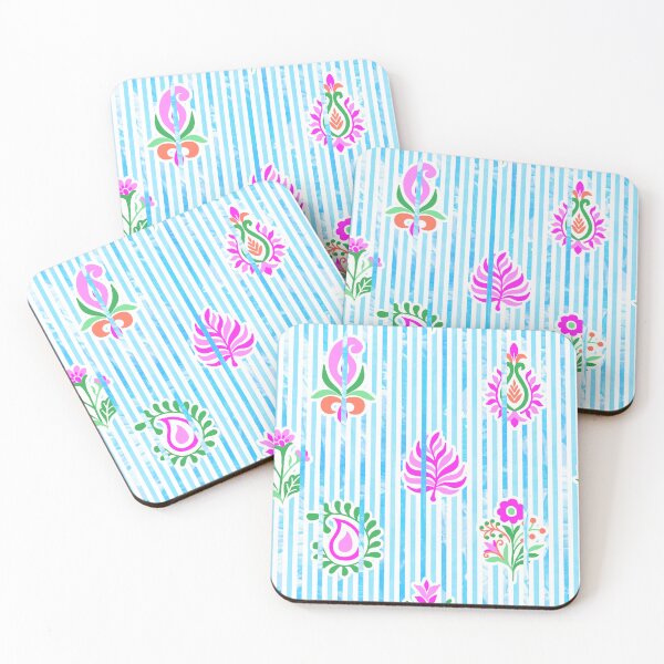 Item preview, Candy Stripe Garden - Seafoam Pink Green  designed and sold by Fabricatemyart.