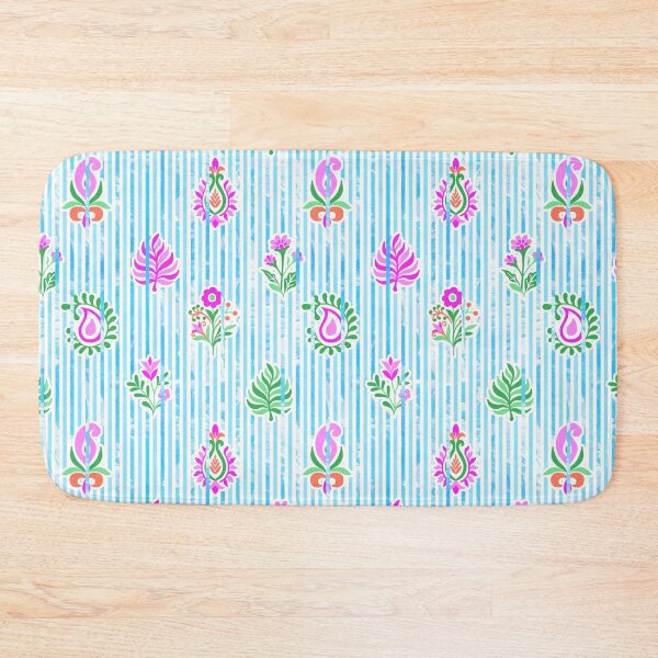 Item preview, Candy Stripe Garden - Seafoam Pink Green  designed and sold by Fabricatemyart.