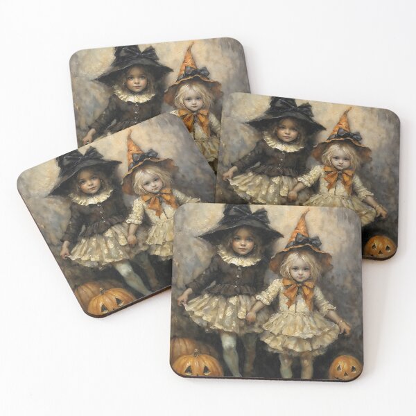 Item preview, Vintage Little Witches Halloween Pumpkin Kids Costume Art designed and sold by DarkHolyQueen.
